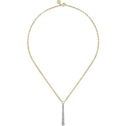 Outlet Gabriel & Co. 14K White and Yellow Gold Diamond Vertical Bar Link Necklace