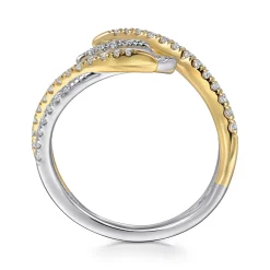Sale Gabriel & Co. 14K White and Yellow Gold Diamond Bypass Ladies Ring