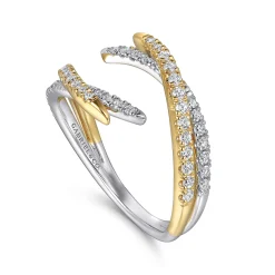 Sale Gabriel & Co. 14K White and Yellow Gold Diamond Bypass Ladies Ring