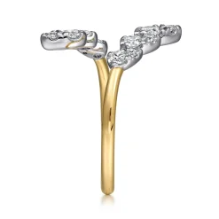 Best Gabriel & Co. 14K White and Yellow Gold Diamond Bypass Ladies Ring