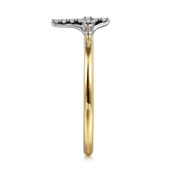 Best Gabriel & Co. 14K White and Yellow Gold Diamond Cross Ladies Ring