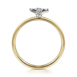 Best Gabriel & Co. 14K White and Yellow Gold Diamond Cross Ladies Ring