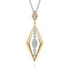 Hot Gabriel & Co. 18K White and Yellow Gold Diamond Elongated Diamond Shape Drop Pendant Necklace