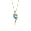 Hot Gabriel & Co. 14K White and Yellow Gold Diamond and Pear Shape Blue Topaz Bypass Pendant Necklace