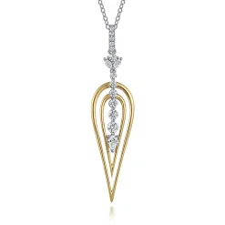 Clearance Gabriel & Co. 18K White and Yellow Gold Diamond Drop Pendant Necklace