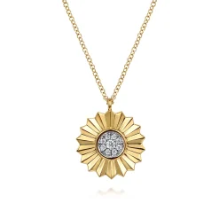 New Gabriel & Co. 14K White and Yellow Gold Diamond Cut Pendant Necklace