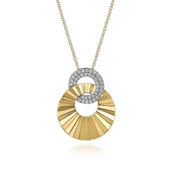 Online Gabriel & Co. 14K White and Yellow Gold Diamond Cut Drop Pendant Necklace
