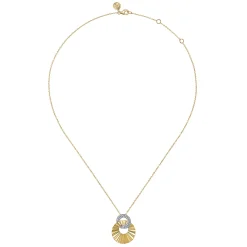 Online Gabriel & Co. 14K White and Yellow Gold Diamond Cut Drop Pendant Necklace