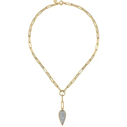 Sale Gabriel & Co. 14K White and Yellow Gold Diamond Drop And Hollow Link Chain Y Knots Necklace