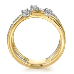 Sale Gabriel & Co. 14K White and Yellow Gold Diamond Criss Cross Ladies Ring
