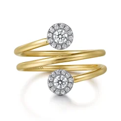 New Gabriel & Co. 14K White and Yellow Gold Diamond Wrap Ladies Ring