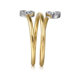New Gabriel & Co. 14K White and Yellow Gold Diamond Wrap Ladies Ring