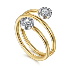 New Gabriel & Co. 14K White and Yellow Gold Diamond Wrap Ladies Ring