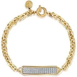 Best Gabriel & Co. 14K White and Yellow Gold Diamond Bar Bracelet