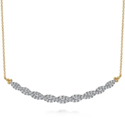 New Gabriel & Co. 14K White and Yellow Gold Diamond Bujukan Twisted Bar Necklace