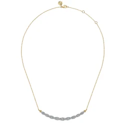 New Gabriel & Co. 14K White and Yellow Gold Diamond Bujukan Twisted Bar Necklace