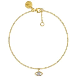 Sale Gabriel & Co. 14K White and Yellow Gold Diamond Evil Eye Charm Bracelet