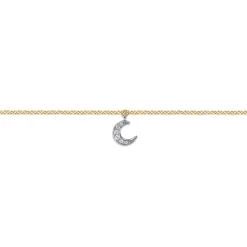 New Gabriel & Co. 14K White and Yellow Gold Diamond Moon Shape Charm Bracelet
