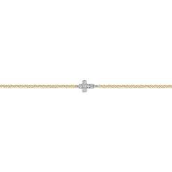 Gabriel & Co. 14K White and Yellow Gold Diamond Cross Bracelet