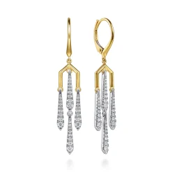 Hot Gabriel & Co. 14K White and Yellow Gold Diamond Drop Chandelier Earrings