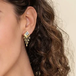 Outlet Gabriel & Co. 14K White and Yellow Gold Diamond Drop Chandelier Earrings