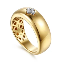 Discount Gabriel & Co. 14K White And Yellow Gold Diamond Clover Wide Band Ring