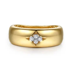 Discount Gabriel & Co. 14K White And Yellow Gold Diamond Clover Wide Band Ring