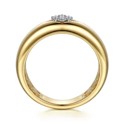 Discount Gabriel & Co. 14K White And Yellow Gold Diamond Clover Wide Band Ring