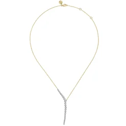 Gabriel & Co. 14K White and Yellow Gold Diamond Y Knots Necklace