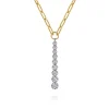 New Gabriel & Co. 14K White and Yellow Gold Diamond Vertical Bar Link Necklace