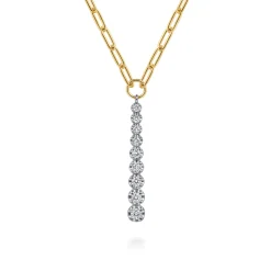 New Gabriel & Co. 14K White and Yellow Gold Diamond Vertical Bar Link Necklace