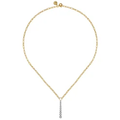 New Gabriel & Co. 14K White and Yellow Gold Diamond Vertical Bar Link Necklace