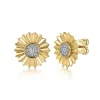 New Gabriel & Co. 14K White and Yellow Gold Diamond Cut Stud Earrings