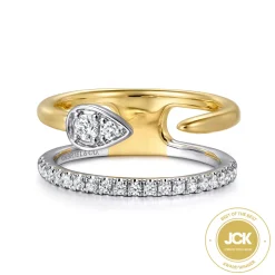 Online Gabriel & Co. 14K White and Yellow Gold Diamond Easy Stackable Ladies Ring
