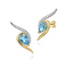 Hot Gabriel & Co. 14K White and Yellow Gold Diamond and Pear Blue Topaz Bypass Stud Earrings