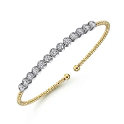 Gabriel & Co. 14K White and Yellow Gold Diamond Bangle