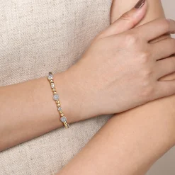 New Gabriel & Co. 14K White and Yellow Gold Diamond Station Bujukan Split bangle