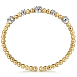 New Gabriel & Co. 14K White and Yellow Gold Diamond Station Bujukan Split bangle