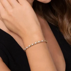 Best Gabriel & Co. 14K White and Yellow Gold Diamond Bujukan Beads Split Bangle