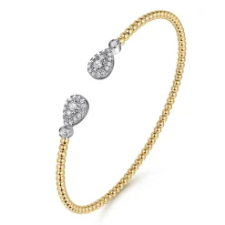 Best Gabriel & Co. 14K White and Yellow Gold Diamond Bujukan Bangle
