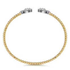 Best Gabriel & Co. 14K White and Yellow Gold Diamond Bujukan Bangle