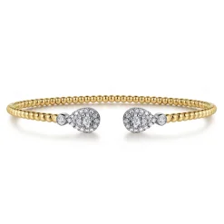 Best Gabriel & Co. 14K White and Yellow Gold Diamond Bujukan Bangle