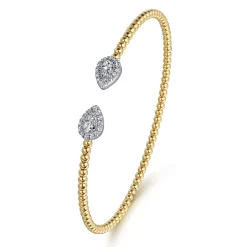 Discount Gabriel & Co. 14K White and Yellow Gold Diamond Pear Shape Bujukan Bangle