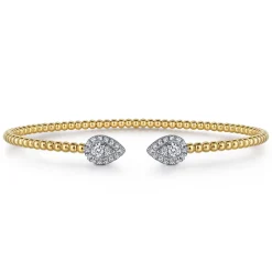 Discount Gabriel & Co. 14K White and Yellow Gold Diamond Pear Shape Bujukan Bangle