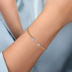 Discount Gabriel & Co. 14K White and Yellow Gold Diamond Pear Shape Bujukan Bangle