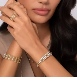 Discount Gabriel & Co. 14K White and Yellow Gold Diamond Bujukan Bangle
