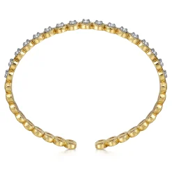 Outlet Gabriel & Co. 14K White and Yellow Gold Diamond Rope Bangle
