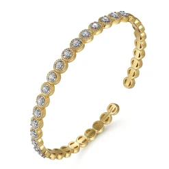 Outlet Gabriel & Co. 14K White and Yellow Gold Diamond Rope Bangle