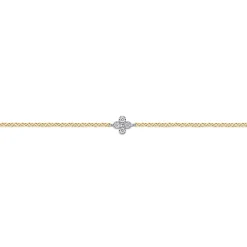 Hot Gabriel & Co. 14K White and Yellow Gold Diamond Clover Bracelet