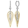 Outlet Gabriel & Co. 18K White and Yellow Gold Double Pear Shape Diamond Huggie Drop Earrings
